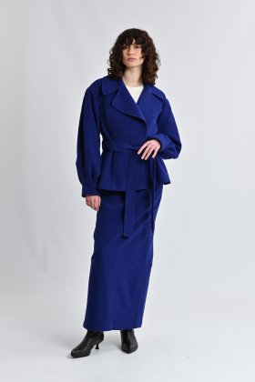 Юбка макси из синей пальтовки